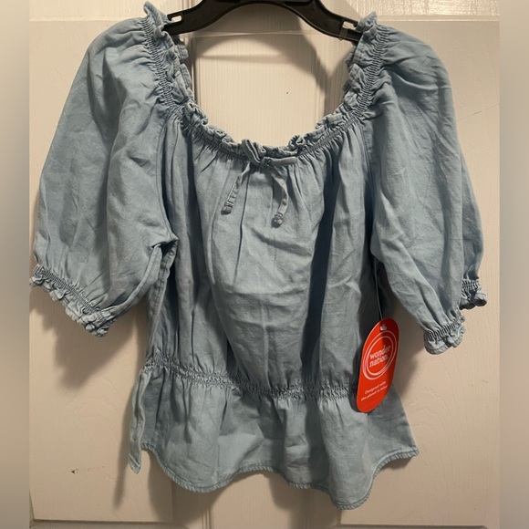 🔴Light Blue Ruffled Blouse. NWT! - Picture 2 of 4